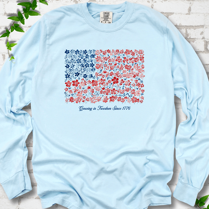 American Flag Wildflower LS T-Shirt