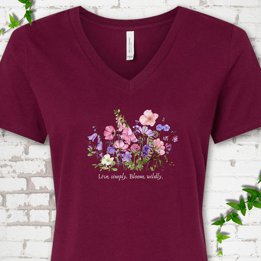Bloom Wildly V-Neck Tee