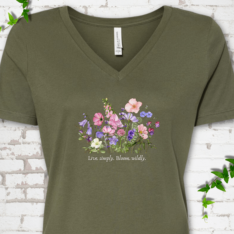 Bloom Wildly V-Neck Tee