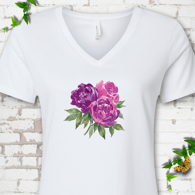 Cutting Garden Peonies V-Neck Tee