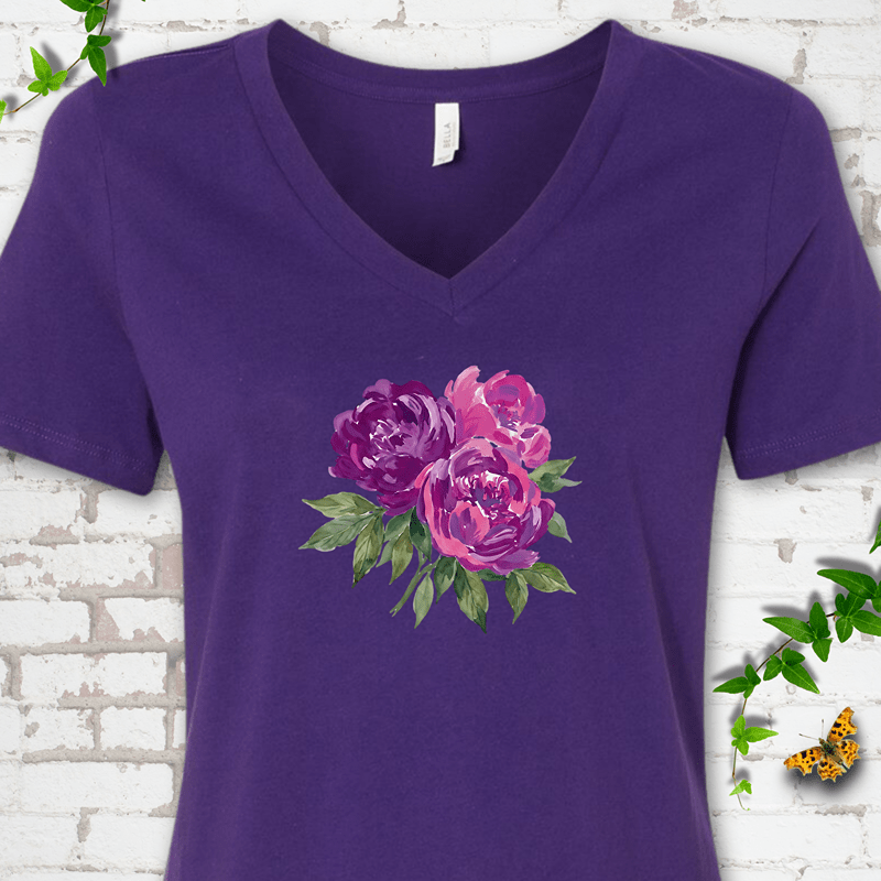 Cutting Garden Peonies V-Neck Tee