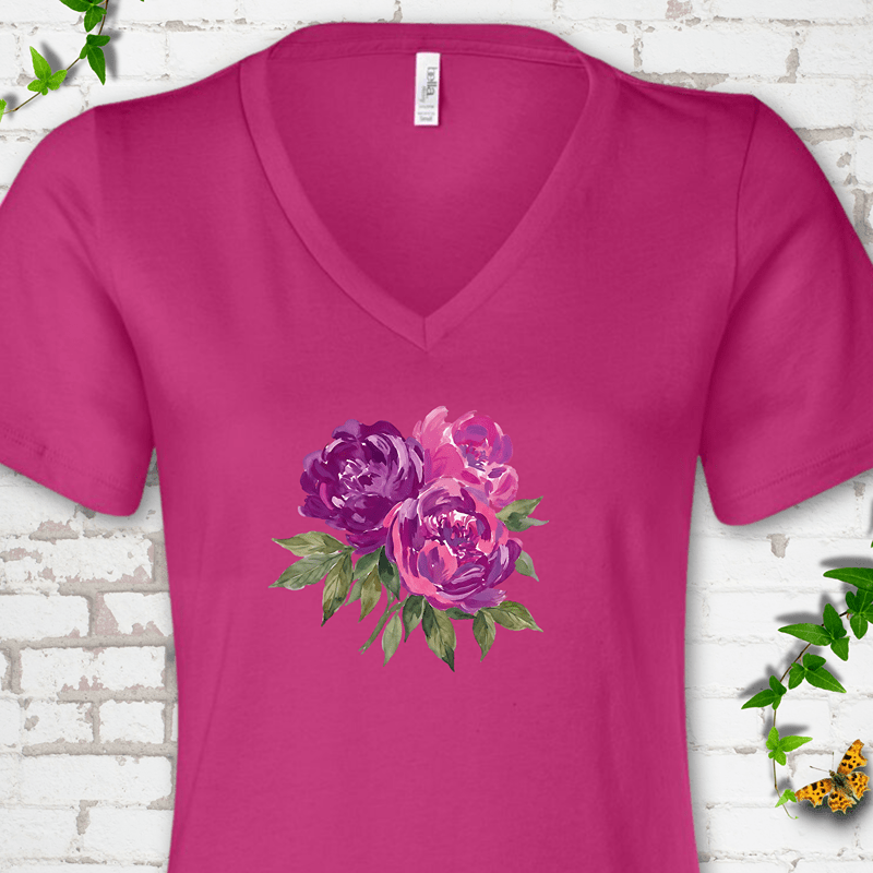 Cutting Garden Peonies V-Neck Tee