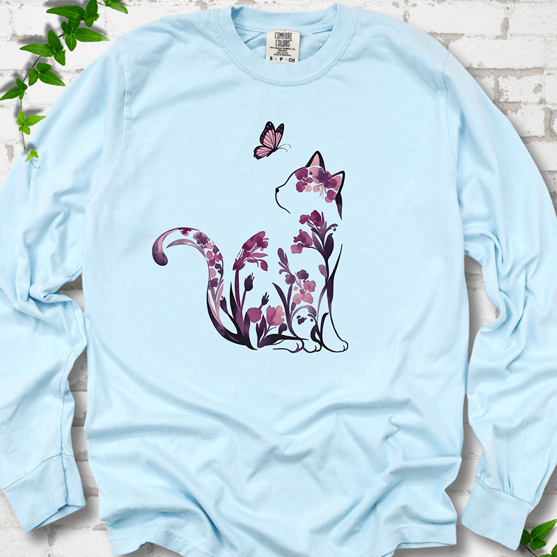 Floral Cat LS T-Shirt