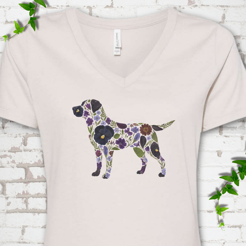 Wildflower Labrador V-Neck T-Shirt