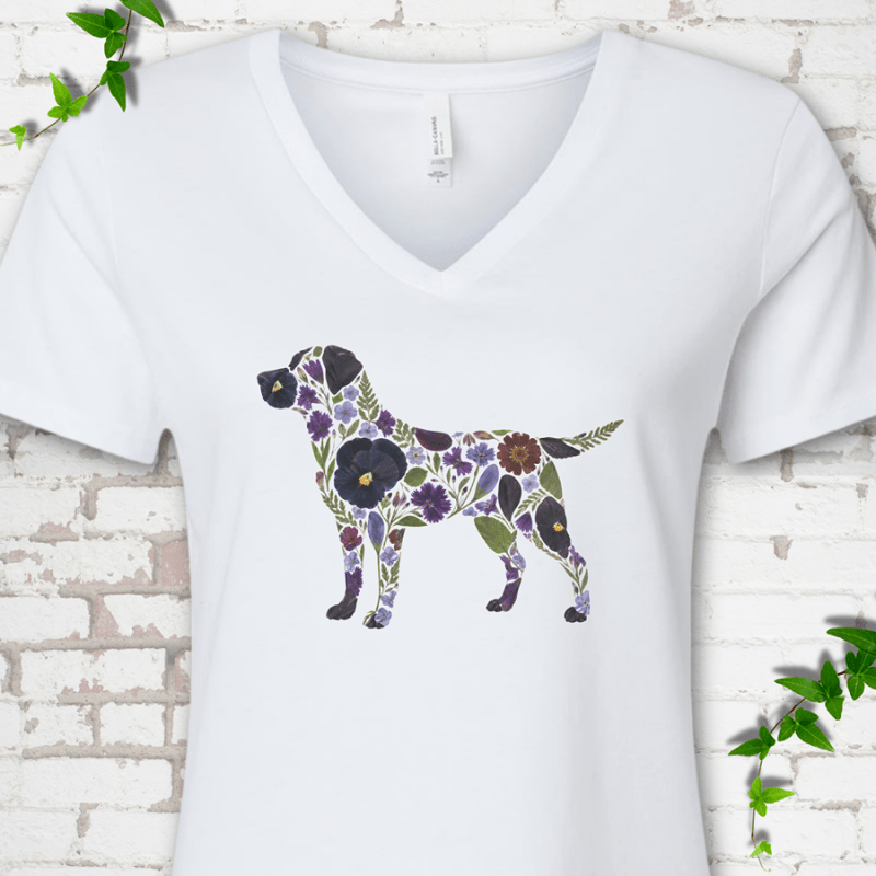 Wildflower Labrador V-Neck T-Shirt