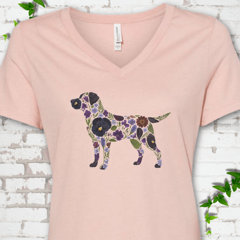 Wildflower Labrador V-Neck T-Shirt