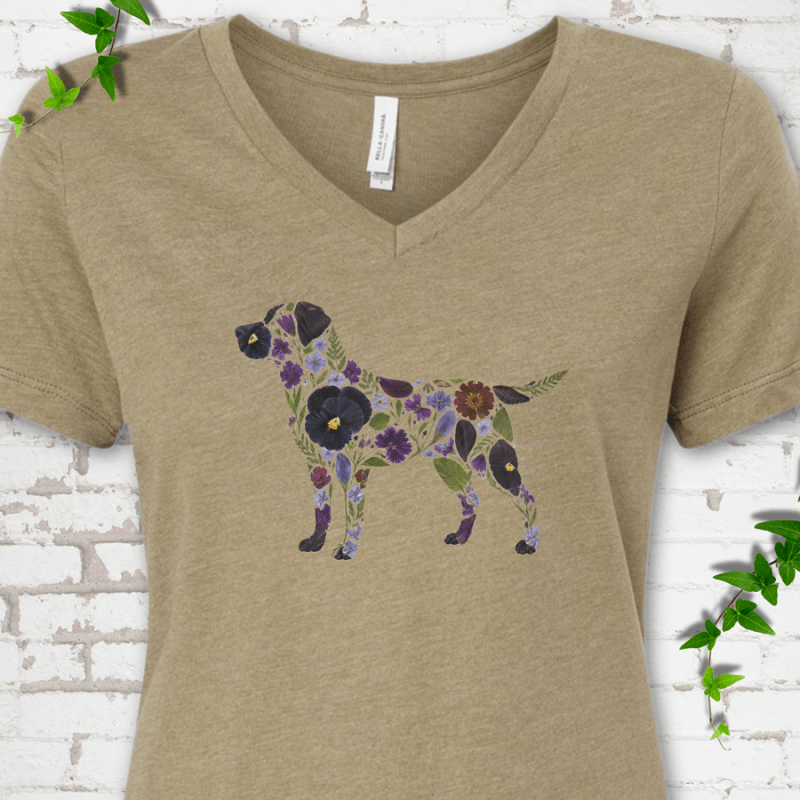 Wildflower Labrador V-Neck T-Shirt