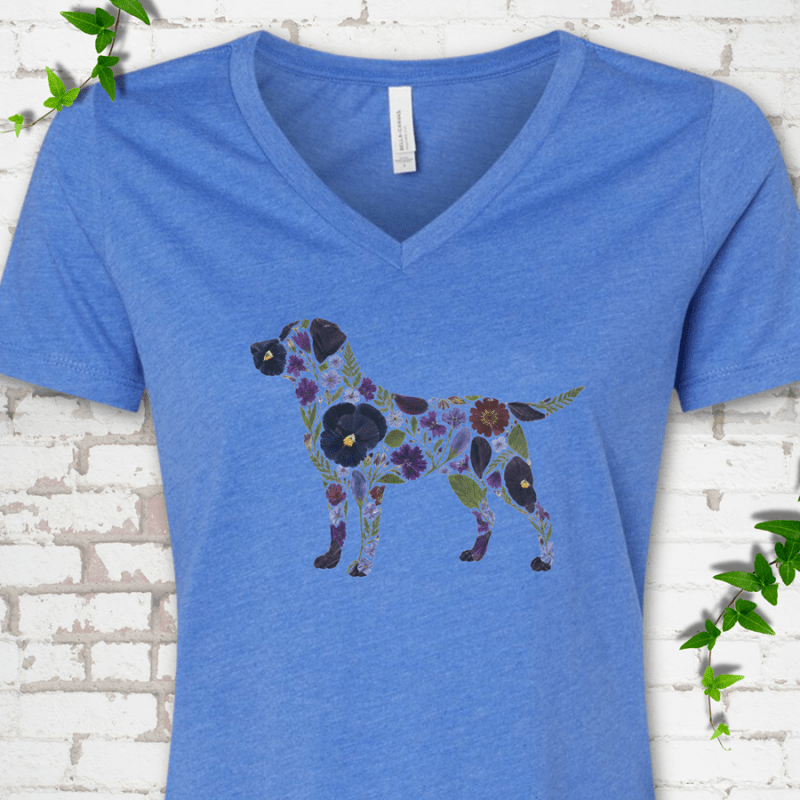 Wildflower Labrador V-Neck T-Shirt