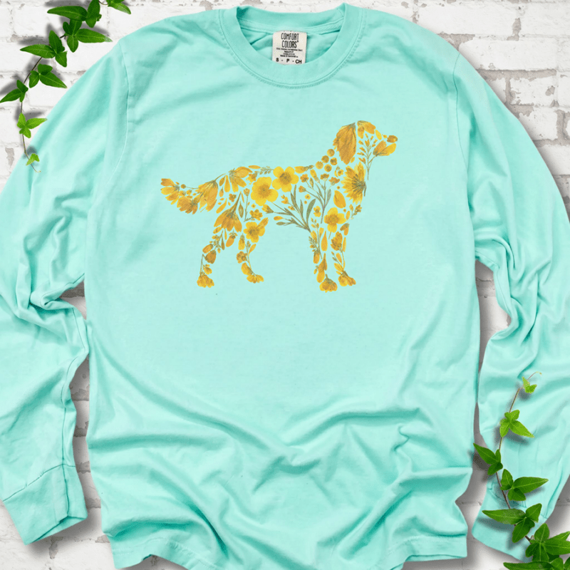 Wildflower Golden Retriever LS T-Shirt