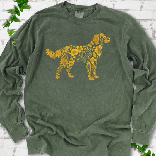 Wildflower Golden Retriever LS T-Shirt