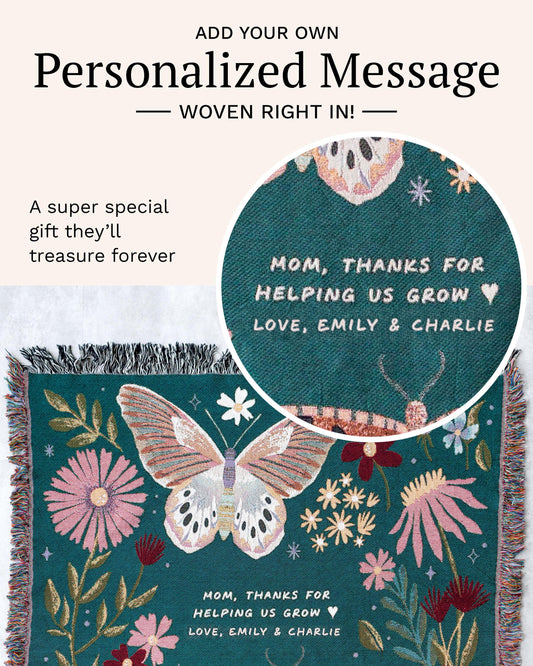 Mom Butterfly Garden Woven Blanket