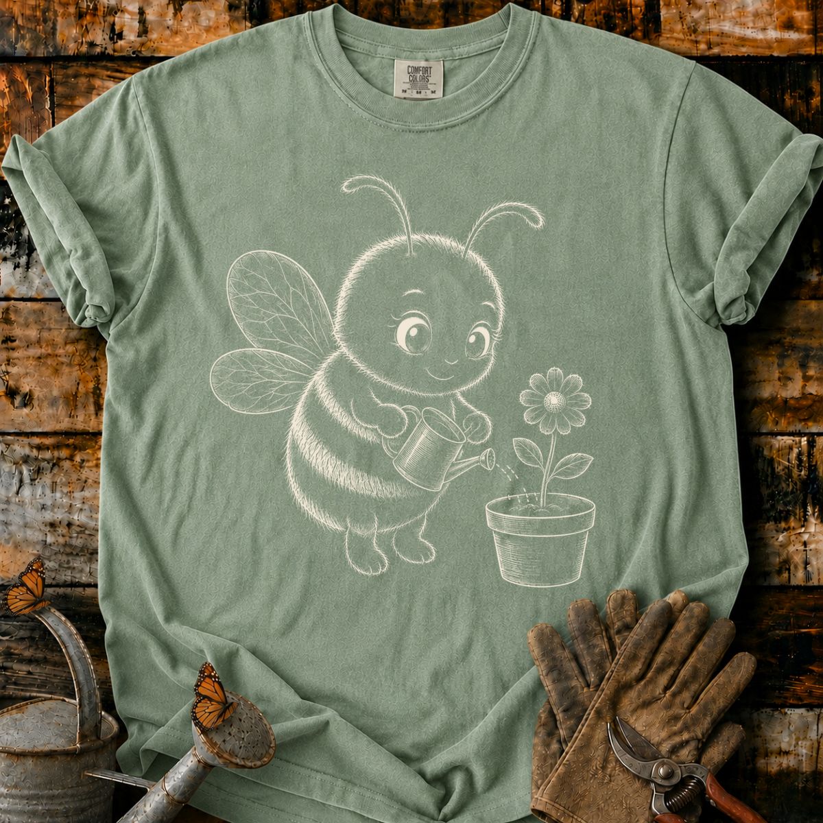 Bee With Flower Pot Art V3 T-Shirt