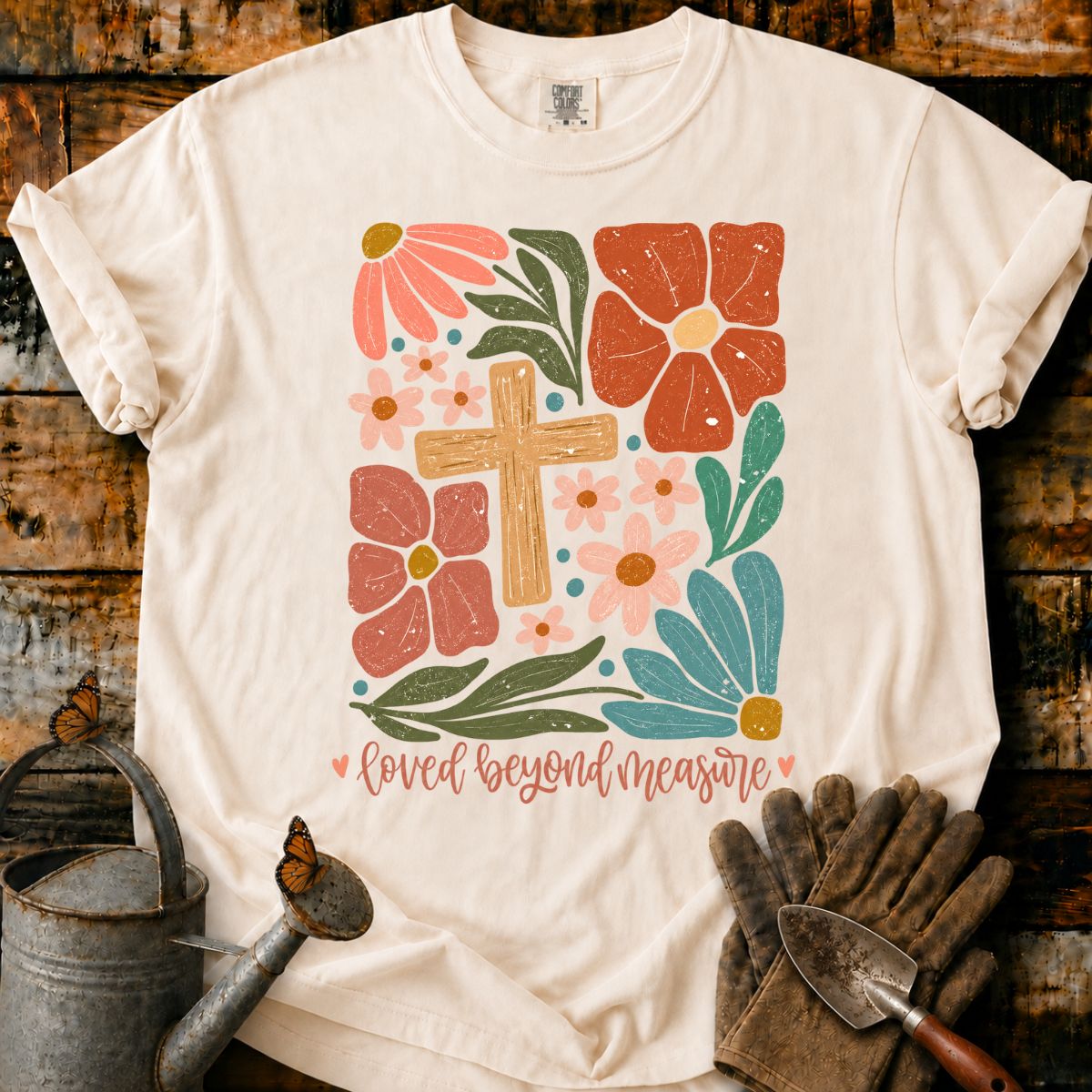 Floral Cross with Handwritten Blessing T-Shirt