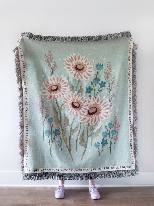 Personalized Floral Woven Blanket