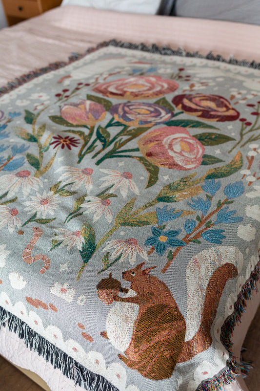Mom Thank You Floral Woven Blanket