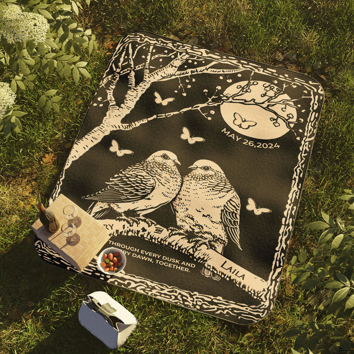 Personalized Lovebirds Woven Blanket