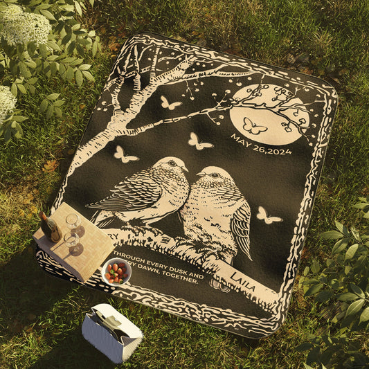 Personalized Lovebirds Woven Blanket