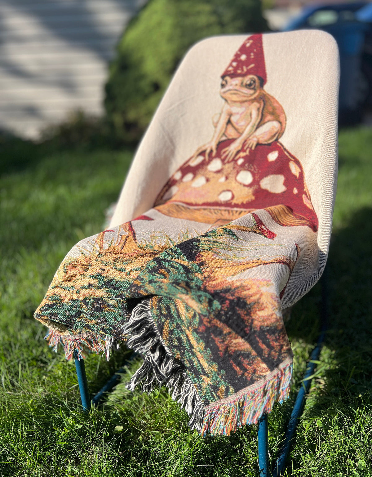 Toad Mushroom Gnome Woven Blanket