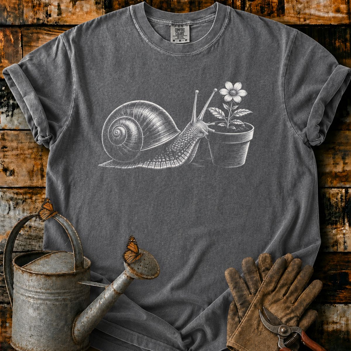 A Snail With Flower Pot Art T-Shirt