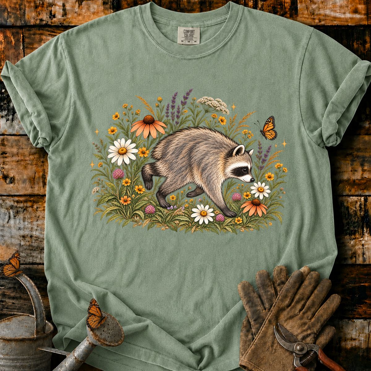 Wildflower Meadow Raccoon T-Shirt