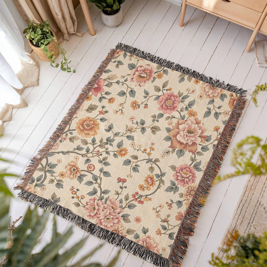 Vintage Chintz Floral Woven Blanket