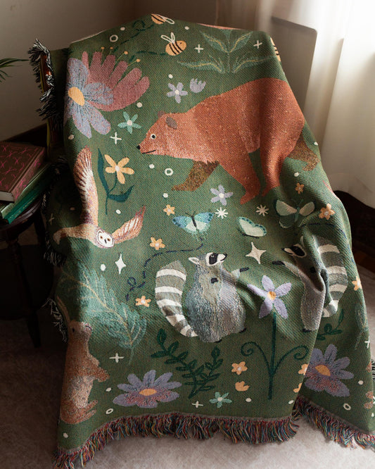 Woodland Animal Woven Blanket