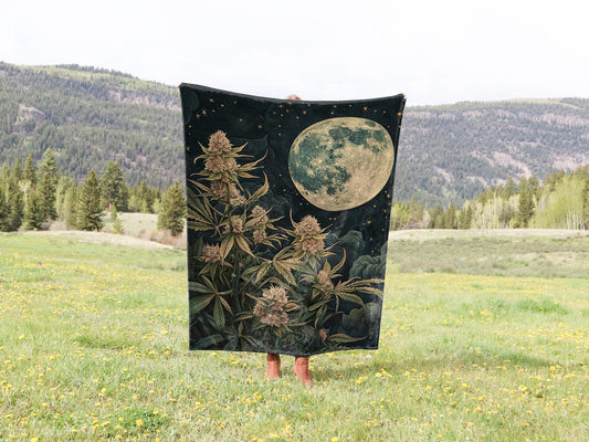 Cannabis Moon Woven Blanket