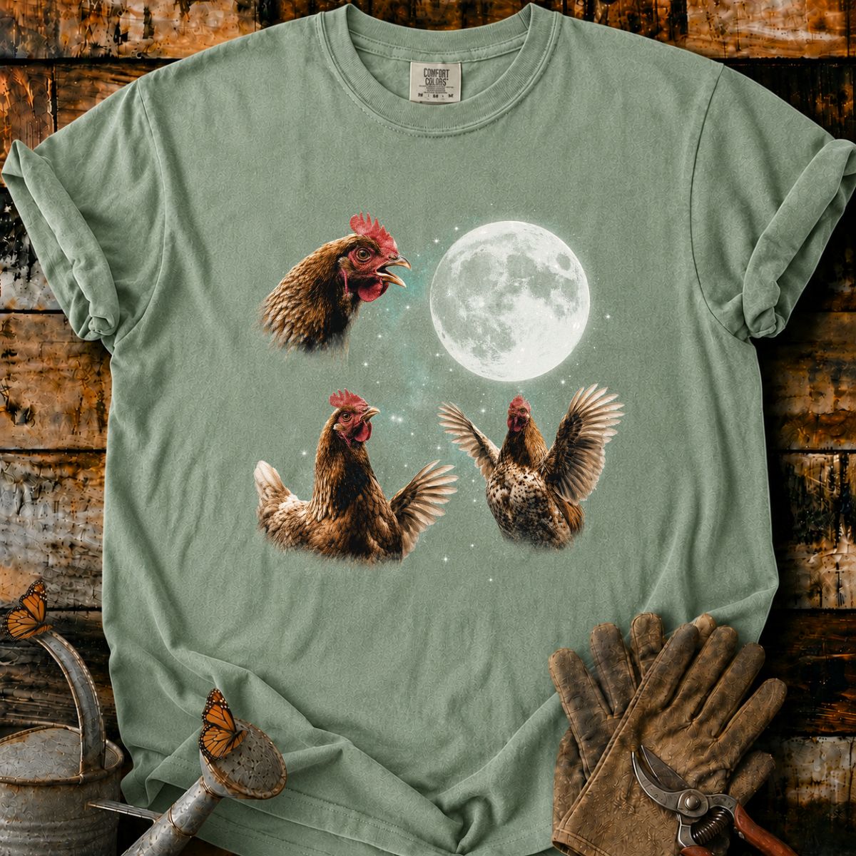 Moonlit Cosmic Chickens T-Shirt