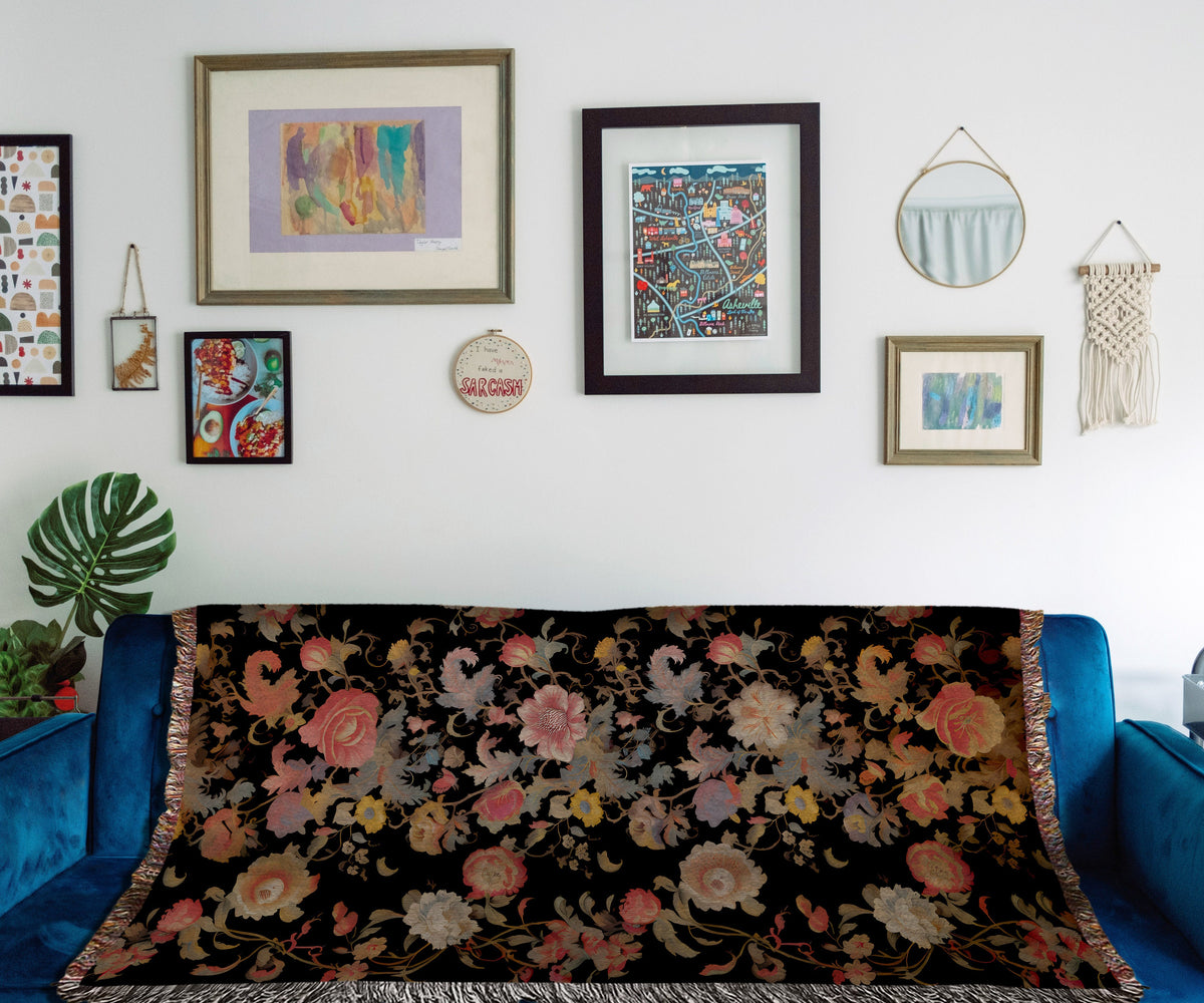Vintage Floral Woven Blanket