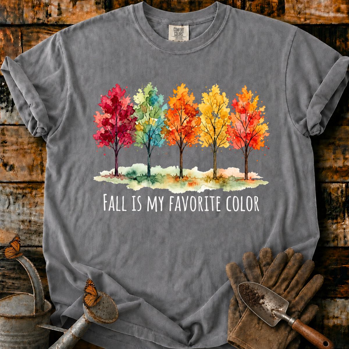 Watercolor Autumn Trees with Fall  T-Shirt