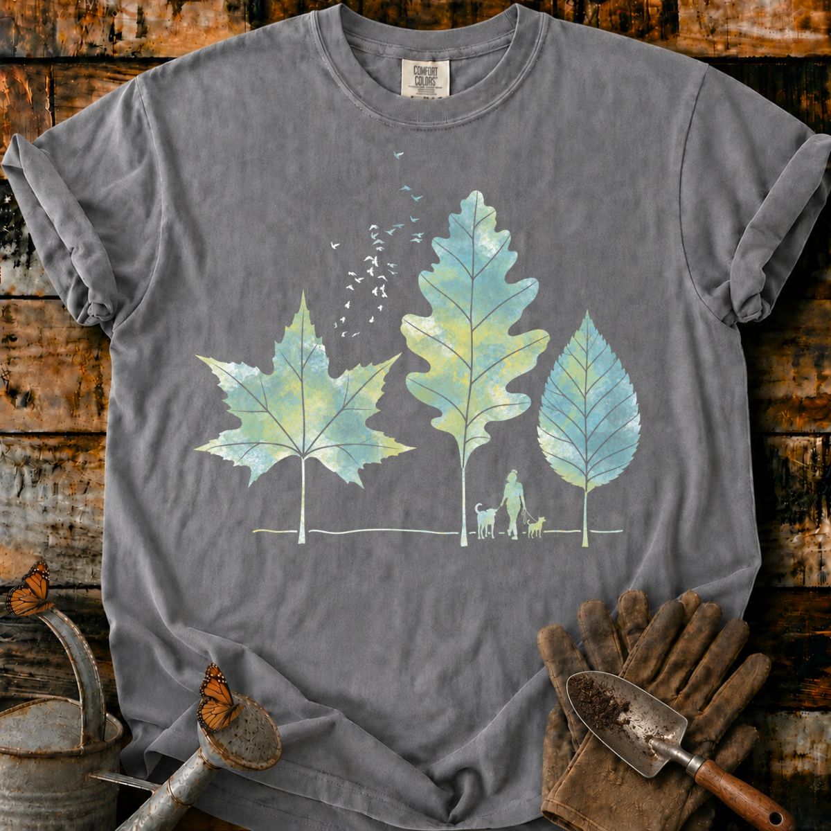 Quiet Autumn Walk Beneath Leaf Trees T-Shirt