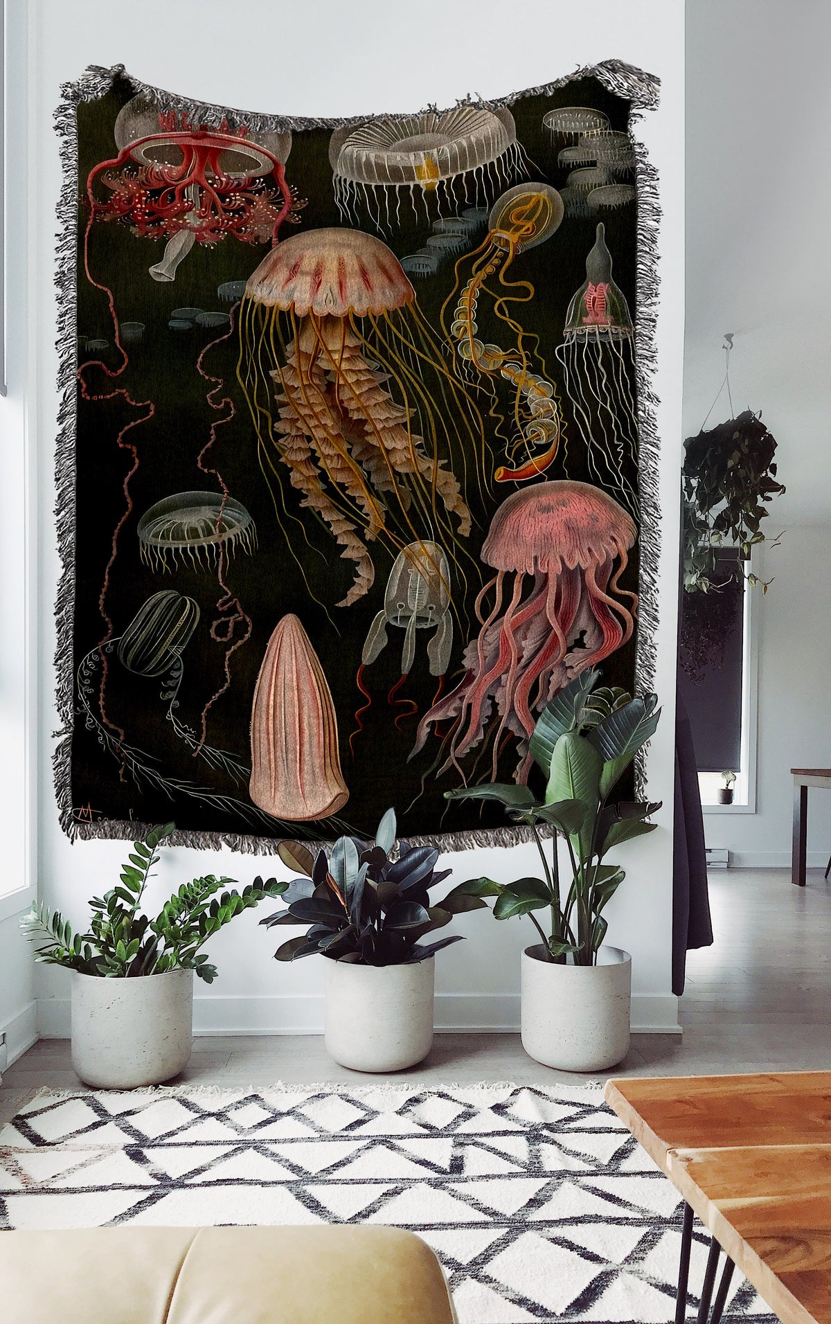 Vintage Jellyfish Woven Blanket