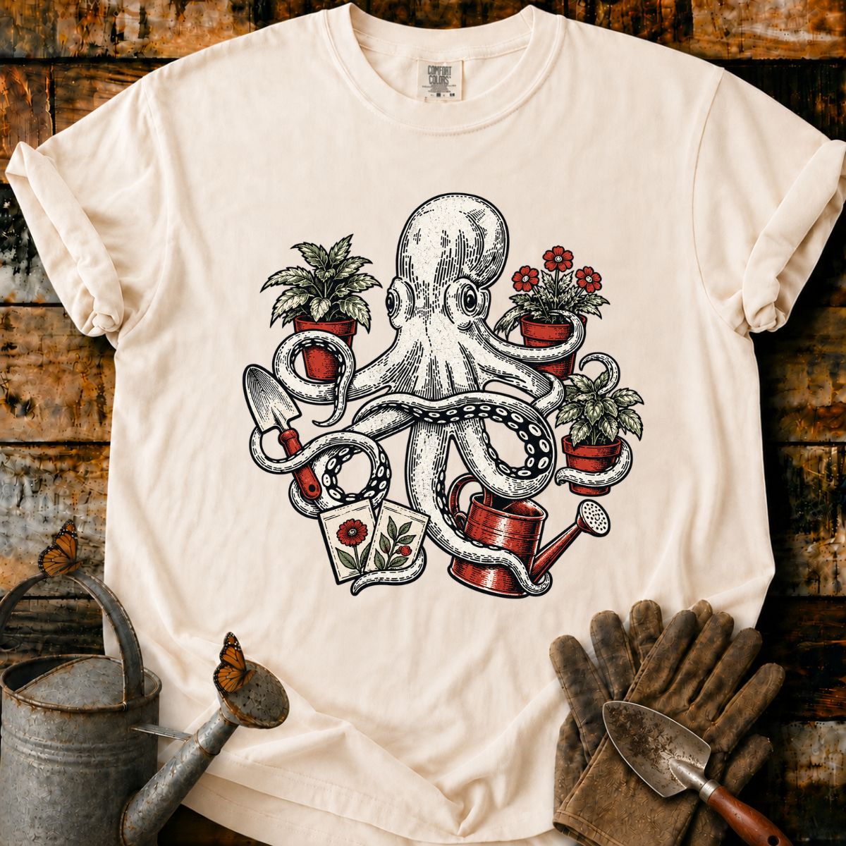 Vintage Gardening Octopus T-Shirt