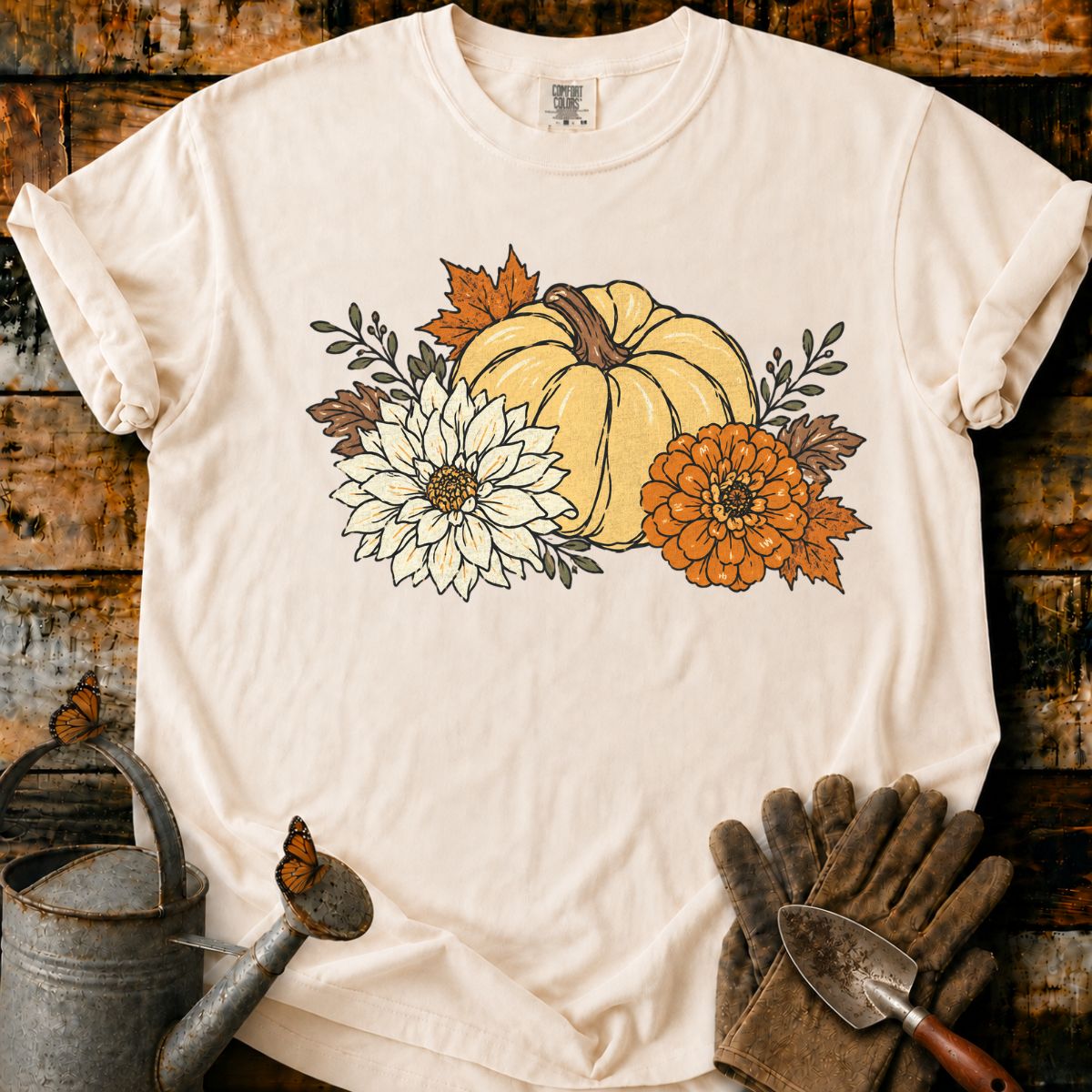 Vintage Floral Heirloom Pumpkin T-Shirt
