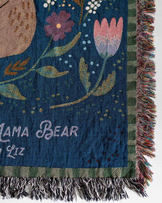 Mama Bear Personalized Woven Blanket