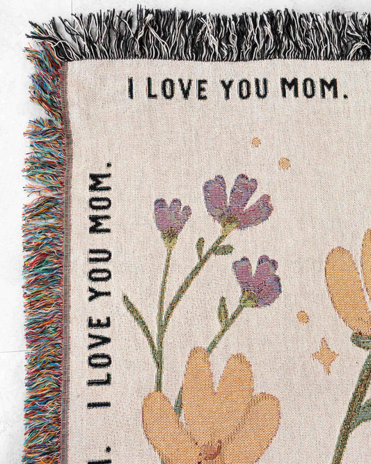 Personalized I Love You Mom Woven Blanket