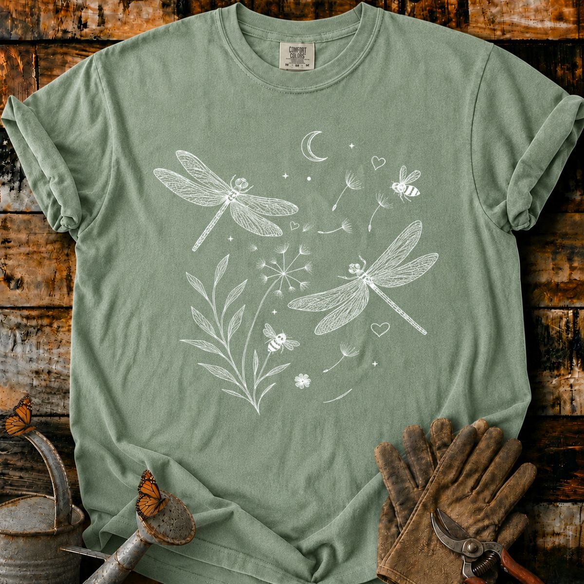 Teal Garden of Dragonflies T-Shirt
