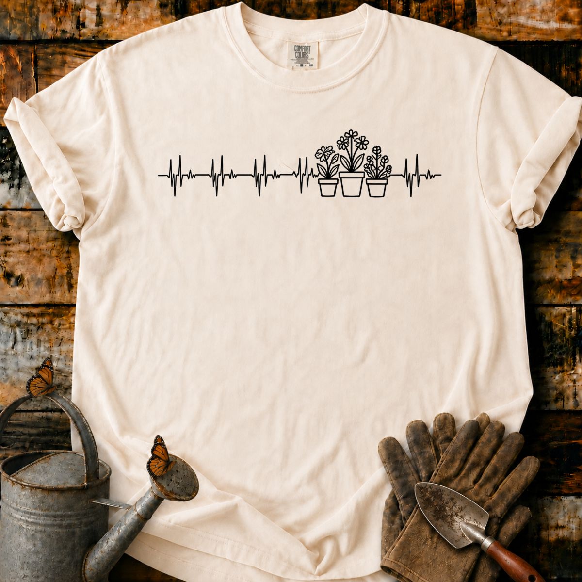Heartbeat Garden Line Art T-Shirt