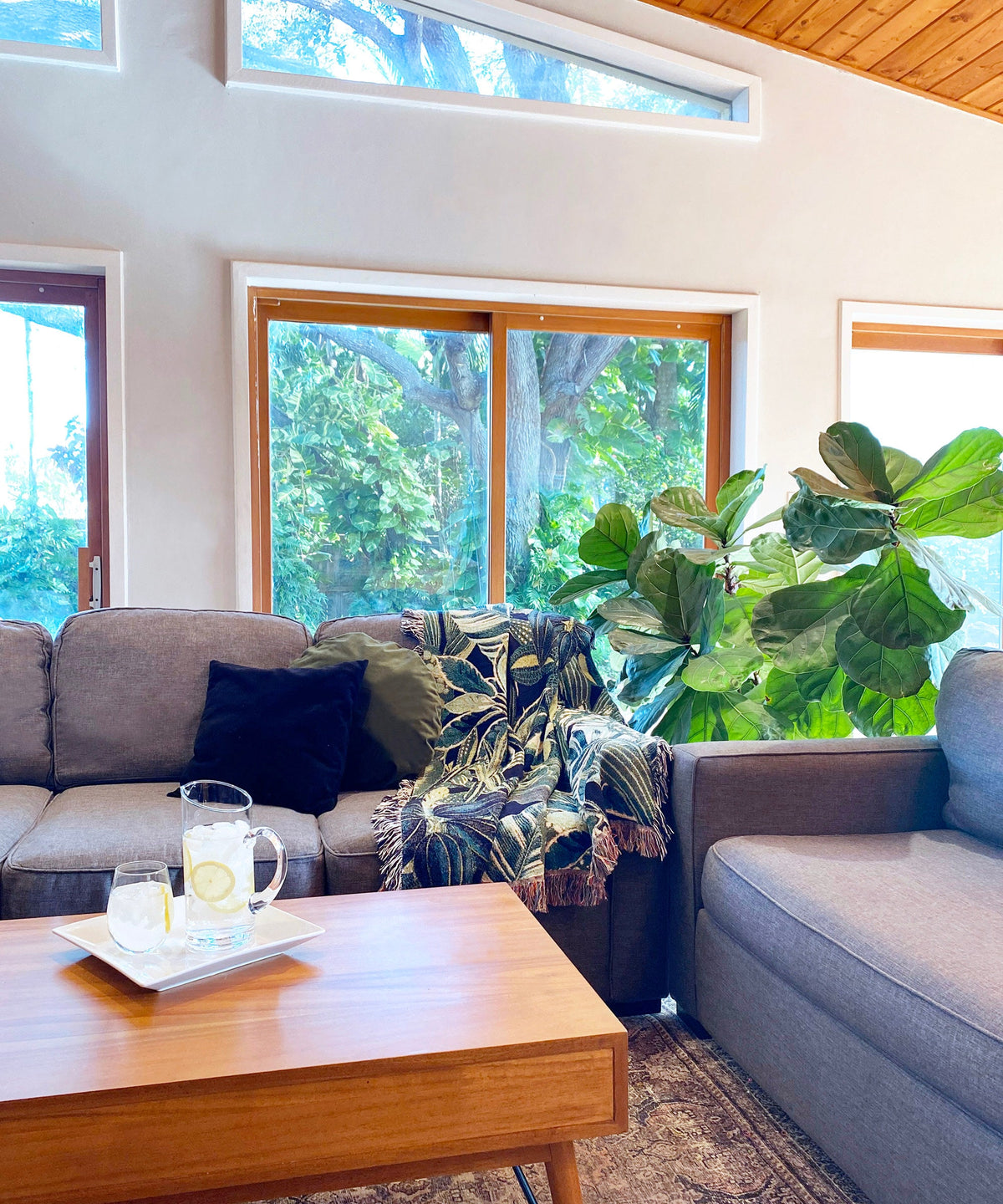 Tropical Houseplant Woven Blanket