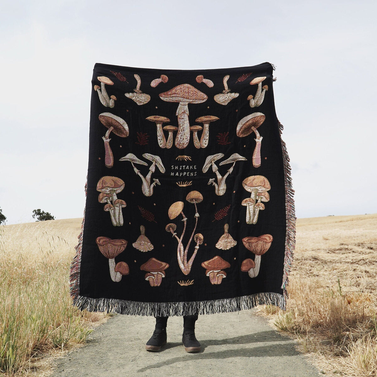 Shitake Happens Mushroom Woven Blanket