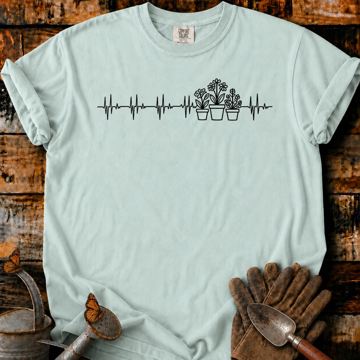 Heartbeat Garden Line Art T-Shirt