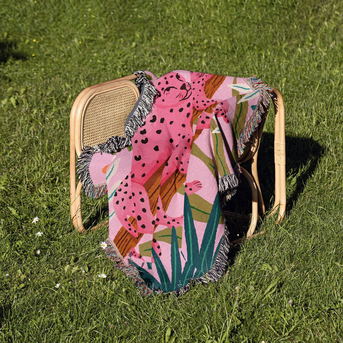 Pink Leopard Woven Blanket