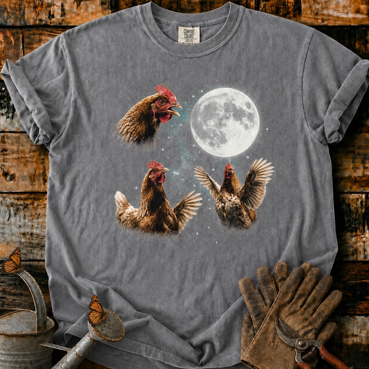 Moonlit Cosmic Chickens T-Shirt