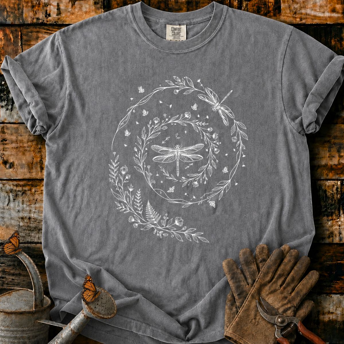 Dragonfly Botanical Wreath T-Shirt