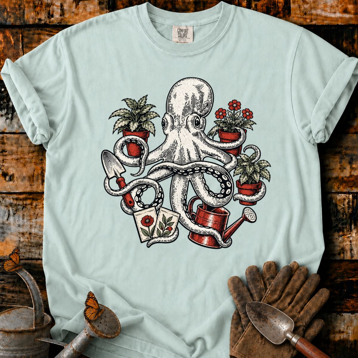 Vintage Gardening Octopus T-Shirt