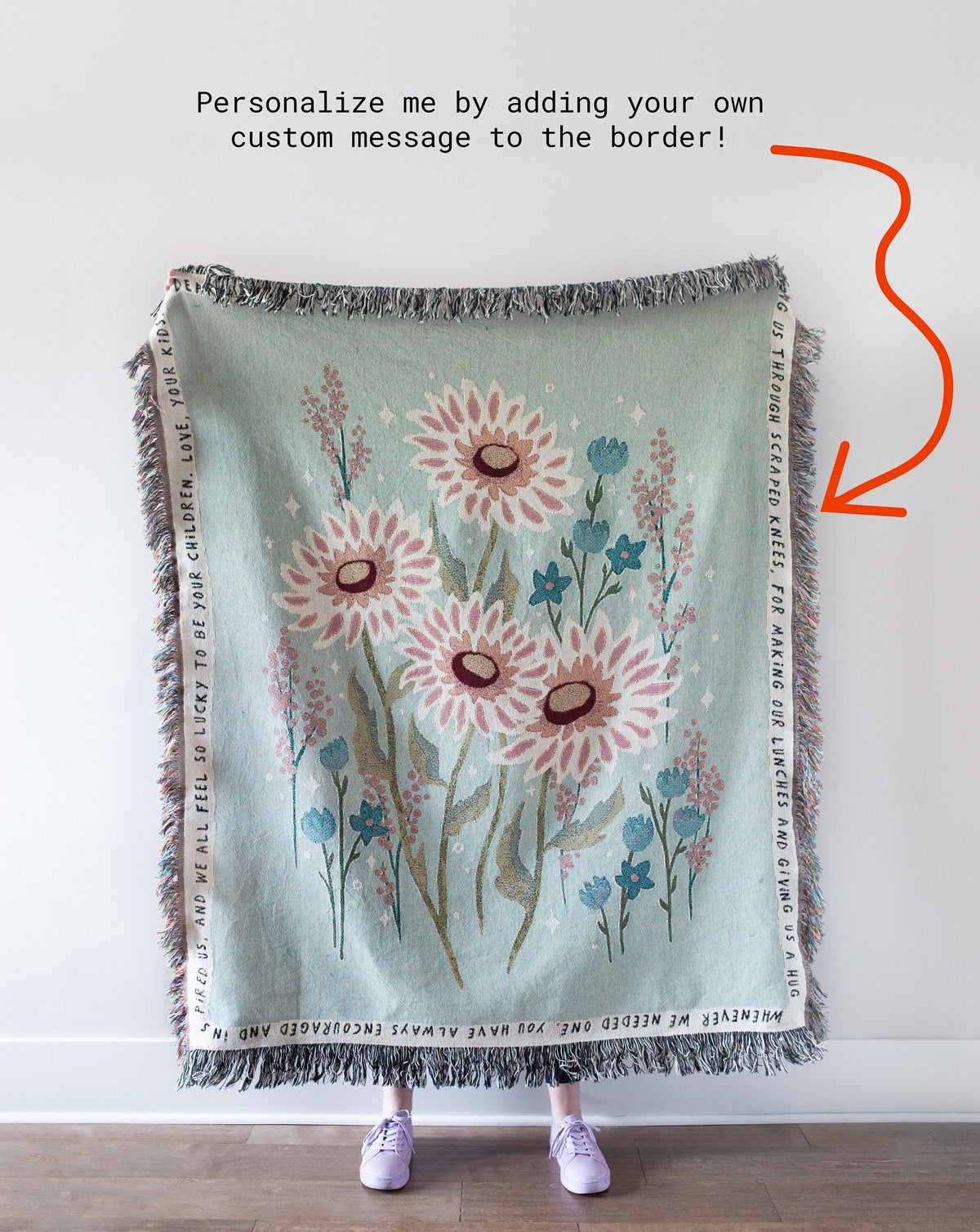 Personalized Floral Woven Blanket