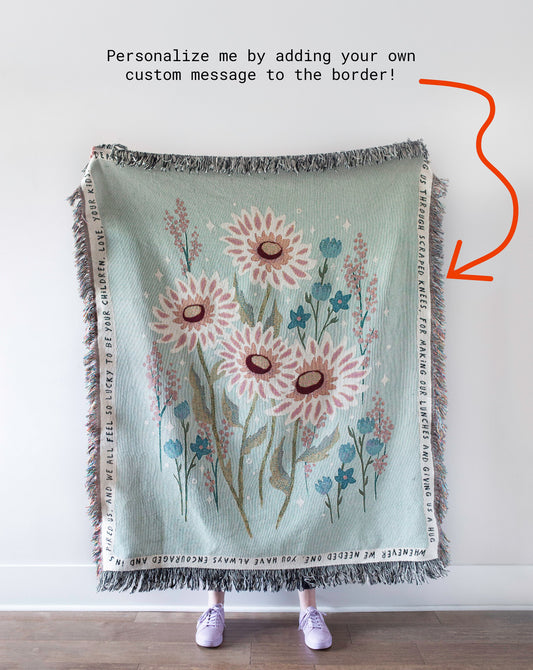 Personalized Floral Woven Blanket