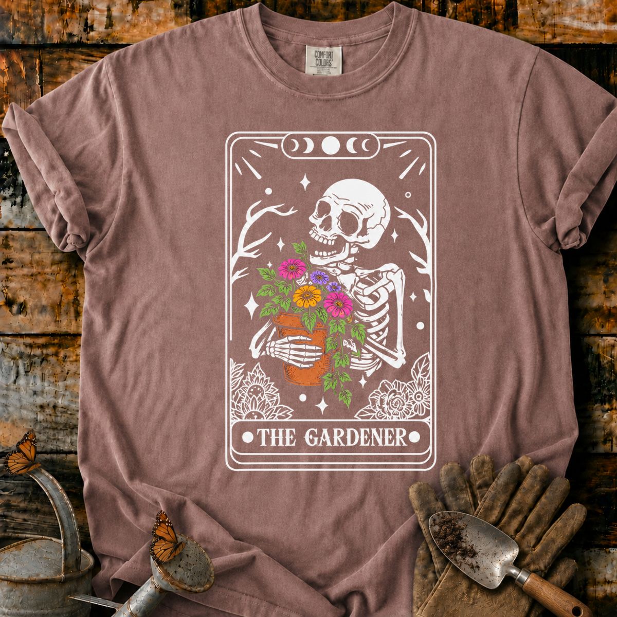 The Gardener Skeleton Tarot Card T-Shirt