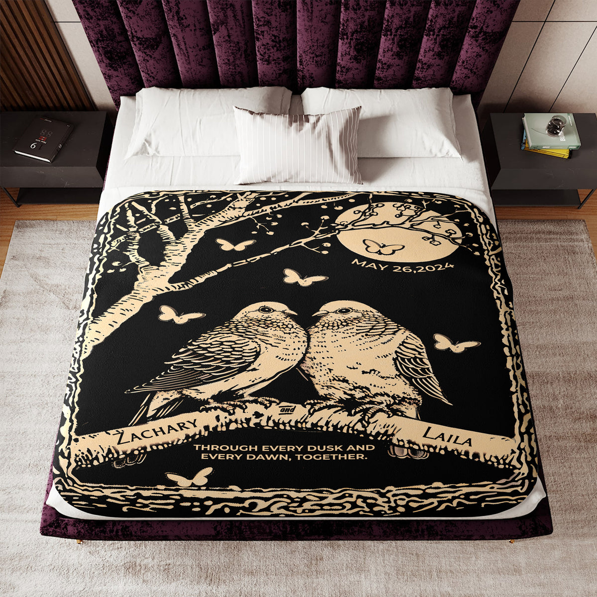 Personalized Lovebirds Woven Blanket