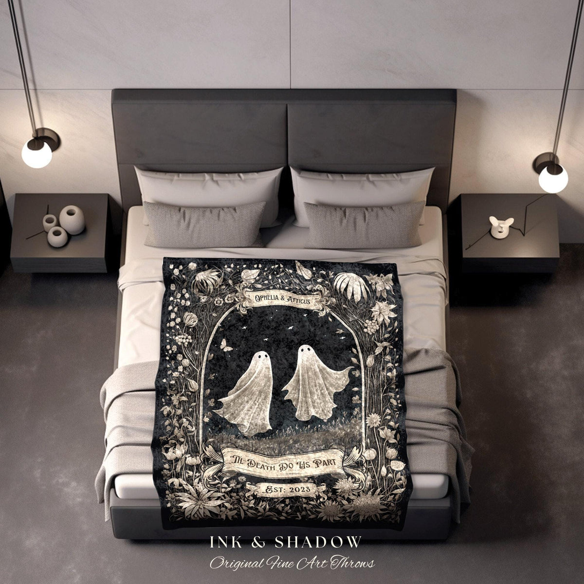 Personalized Ghost Couple Woven Blanket